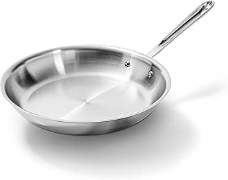 All-Clad D3 3-Ply Stainless Steel Fry Pan 12 Inch Induction Oven Broiler Safe 600F Pots and Pans, Cookware Silver