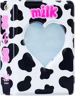 Babyfond3 Inch Mini Photo Album Kpop Photocard Binder, Love Heart Hollow Photocard Holder Book, Business Card Book Holder, Photocard Sleeves 40 Pockets (Black)