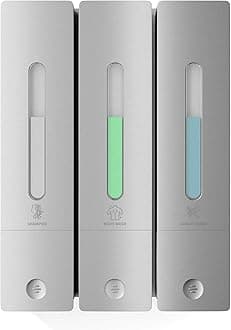 Shampoo and Conditioner Dispenser - Wall-Mounted 3-Chamber Shower Soap Dispenser, No-Drill, 1200ML Capacity, for Bathroom & Hotel