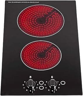 SIA CERH30BL 30cm Electric Ceramic Hob, 2 Zone Domino Cooktop, Knob Controls, 9 Power Levels, Black, 2 Years Parts & Labour Guarantee