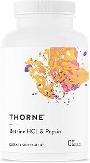 Thorne Betaine HCL & Pepsin - Digestive Enzymes for Protein Breakdown and Absorption - 225 Capsules