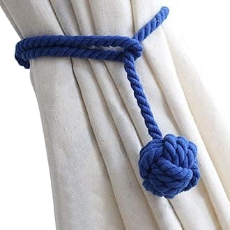 Melaluxe 2 Pack Curtain Tiebacks - Heavy Duty Curtain Rope Tieback, Handmade Rural Decorative Curtain Holdbacks (Royal Blue)