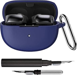Silicone Case Cover for New Bose Ultra Open Earbuds, Shockproof Protective Skin Case with 3-in-1 Cleaner Kit & Carabiner (Dark Blue, LED Visible)