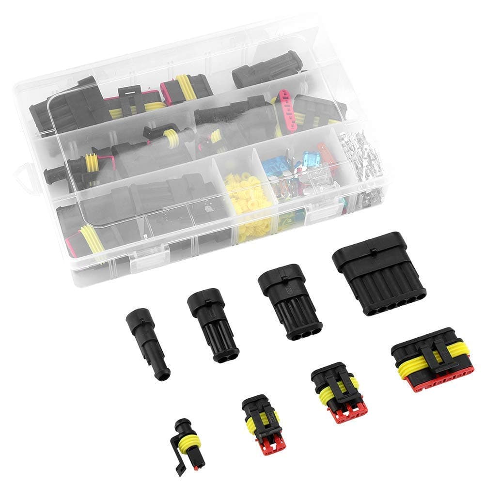 Waterproof Electrical Wire Connector, 1 2 3 4 5 6 Pin Car Motorcycle Electrical Wire Connector Terminal Assortment Box Kit