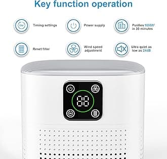 Air Purifiers for Bedroom, Honeyuan H13 HEPA Air Purifier for Home Large Room 600 sqft, Air purifiers with 360°Air Intake, 3 Fan Speeds, 3-Stage Filtration, White