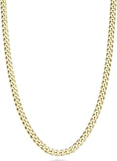 Italian 18K Gold Plated 925 Sterling Silver 3.5mm Diamond-Cut Cuban Link Curb Chain Necklace for Women Men, Made in Italy