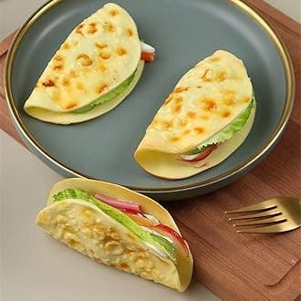 3Pcs Realistic Chinese Hamburger Artificial Pancake Food Model Fake Taco Burrito Dessert for Kitchen Home Decoration Display