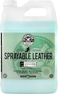 - SPI_103 Sprayable Leather Cleaner and Conditioner in One for Interiors, Apparel, and More (Works on Natural, Synthetic, Pleather, Faux Leather and More) Leather Scent, 128 fl oz (1 Gal)