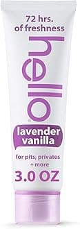 hello All Over Lavender Vanilla Whole Body Deodorant Cream, Aluminum Free Deodorant Cream for Pits, Privates + More, Offers 72 Hours of Freshness, Safe for Sensitive Skin, Vegan, 1 Pack, 3 Oz Tube