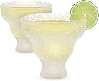 Glass Freeze Insulated Gel Chiller Double Wall Frozen Cocktail, Set of 2 Cups