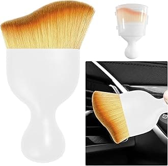 Ziciner Car Detailing Brush, Curved Soft Bristles Auto Removal Dust Collectors, Universal Vehicle Dashboard, Air Conditioner Vents etc Interior Cleaning Tool Accessories (White)
