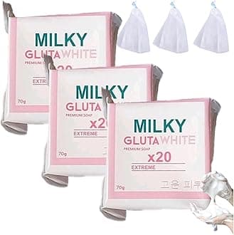 Gluta Milk Soap, 70g Glutamilk 𝐖𝐡𝐢𝐭𝐞𝐧𝐢𝐧𝐠 Soap, Beauty Glutamilk SoapBar Premium 𝐁𝐫𝐢𝐠𝐡𝐭𝐞𝐧𝐢𝐧𝐠 Soaps, Gluta Milk Bar Soaps for Face & Body (3pcs)