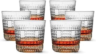 LEMONSODA Crystal Cut Old Fashioned Whiskey Glasses - With Premium Gift Box - 10oz Premium Lead-Free Crystal Glass Tumbler For Drinking Bourbon, Scotch, Cognac, Cocktails (Fix - Set of 6)