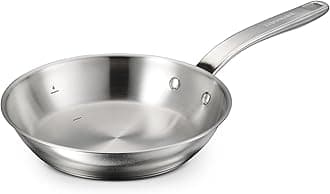 Tempo Tri-Ply Base Stainless Steel 8-Inch Small Frying Pan, Induction-Ready Skillet, Oven-Safe, Dishwasher-Safe