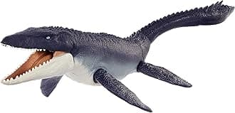 MattelJurassic World Dominion Ocean Protector Mosasaurus Dinosaur Action Figure from 1 Pound of Recycled Plastic, Movable Joints, Toy Gift with Physical and Digital Play