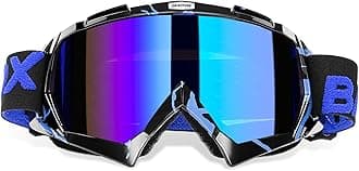 BATFOX Motorcycle Glasses Goggles Dirt Bike Motocross Safety ATV Tactical Riding (Blue Black, Adult)