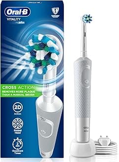 Oral-B Vitality Rechargeable Rotating Electric Toothbrush For Adults,2 Brushing Modes (Daily & Sensitive),2 Min Timer With Quadpacer,2 Year Warranty,Ipx7 Water Resistant,Round Brush Head,(White,1)