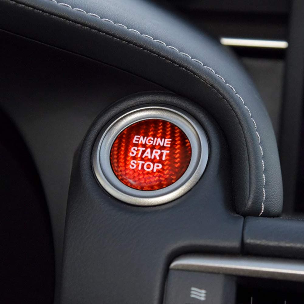 AIRSPEED Carbon Fiber Car Engine Start Button Sticker for Lexus IS250 IS200 IS300 ES350 ES330 GS350 GS300 NX300 NX200T RX350 RX300 LX RC (Red)
