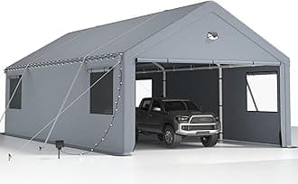 Carports 13X25 Heavy Duty，Car Ports with 180G Removable Side Walls, Carport Canopy, Portable Car Port Garage, Car Shelter All Weather, Grey