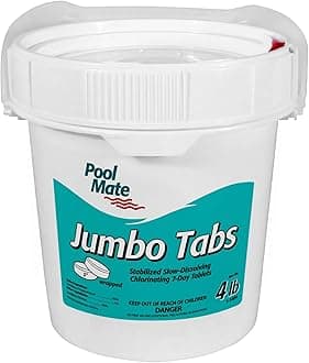 Pool Mate 4-Pounds Premium Slow-Dissolving Jumbo Tabs, Chlorine Tablets 3 Inch, Made in USA