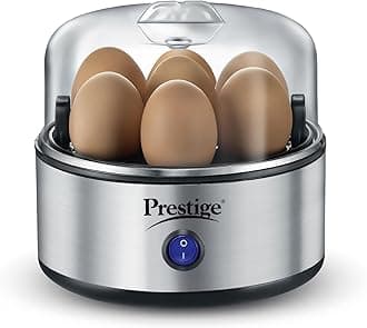 Prestige Egg Boiler PEB-01 | 350-Watt | Boils 7 Eggs at Once | One-Touch Operation | Stainless Steel Body & Heating Plate | Auto Switch-Off for Safe Cooking| Electric