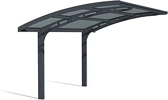 Palram - Canopia Arizona 10 Ft. x 16 Ft. x 9 Ft. Wing Single Carport Aluminum Metal Frame and Polycarbonate Panels Car Port for Outdoor Driveway Car, Truck, RV, Trailer, Boat Storage (Wave Gray)