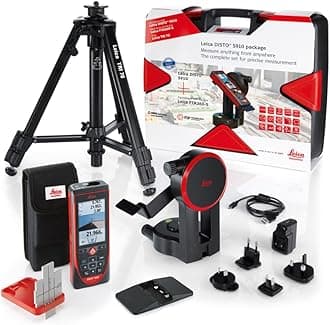 Leica DISTO S910 Pro Pack 984ft Range Laser Distance Measurer Pro Kit, Point to Point Measuring, Hard Case, TRI70 Tripod, FTA360S Adapter, Red/Black