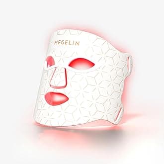 MEGELIN 7 Colors Led Light Therapy Facial Mask, Face Light Therapy Mask for Face, Reduce Wrinkles Smooth Skin, Infrared Light Skin Rejuvenation(White)