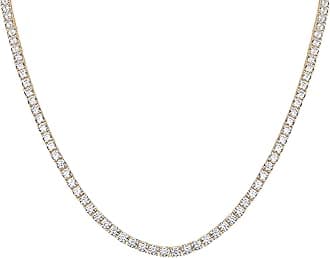 PAVOI 14K Gold Plated Tennis Necklace for Women | 3mm Cubic Zirconia Dainty Gold Tennis Necklaces | Simulated Diamond Tennis Chain in 15" or 18" Length | Trendy Fashion Jewelry