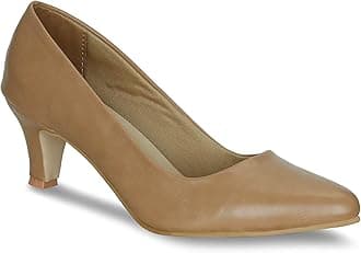 Women Faux Leather Classic Work Pumps|| Semi-Pointed Toe|| Block Low Heels|| Smart Causals|| Heel Pumps