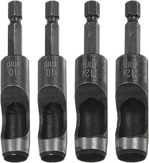 HARFINGTON 2pcs 10mm,12mm Leather Hollow Hole Punch 1/4" Hex Shank for Drills, Belt Hole Punch Punching Cutter Tool for Thick Fabrics Leathercraft Working