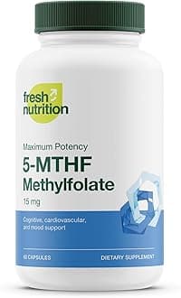 L Methylfolate 15mg - Maximum Potency - Active Vitamin B9 Superior Bioavailability - 5-MTHF Methyl Folate for Mood, Cognition, Immunity, Cardiovascular, Neurological, Reproductive Health - 60 Capsules