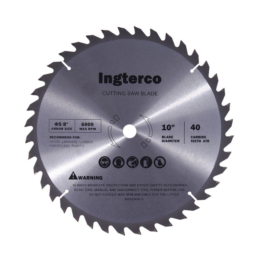 INGTERCO 10-Inch 40-Tooth ATB Thin Kerf General Purpose Woodworking Saw Blade with 5/8-Inch Arbor