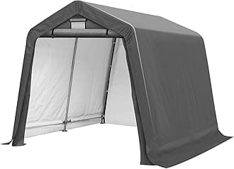 GARTOO 8' x 8' Outdoor Storage Shelter Shed- Heavy Duty Storage Tent with Roll-up Ventilated Windows, Portable Garage Zipper Storage shed for Bike, ATV, Motorcycle Shelter, Gray