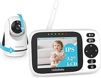 Baby Monitor No WiFi,Video Baby Monitors with Camera and Audio,3.2'' IPS Screen, Remote Pan-Tilt-Zoom Baby Camera Monitor,Plug&Play,Night Vision,1000ft Range,2-Way Talk, ECO Mode,Temperature