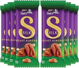 Dairy Milk Silk Roast Almond Chocolate Bars, 52 g (Pack of 8)