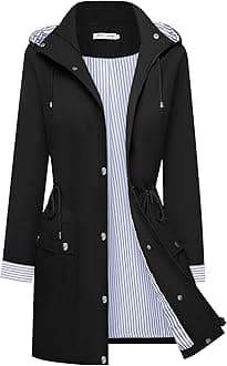 BBX Lephsnt Rain Coats for Women Waterproof Rain Jacket Lightweight Windbreaker Outdoor Hooded Trench Coat