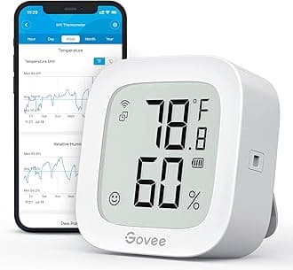 WiFi Thermometer Hygrometer H5103, Indoor Bluetooth Temperature Humidity Sensor with Electronic Ink Display, App Notification Alert, Free Data Storage Export, Digital Remote Monitor for Bedroom