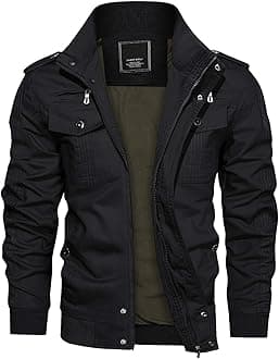 Mens Warm Fleece Cargo Jacket Winter Military Bomber Jackets Windproof Work Coat with Multi Pockets