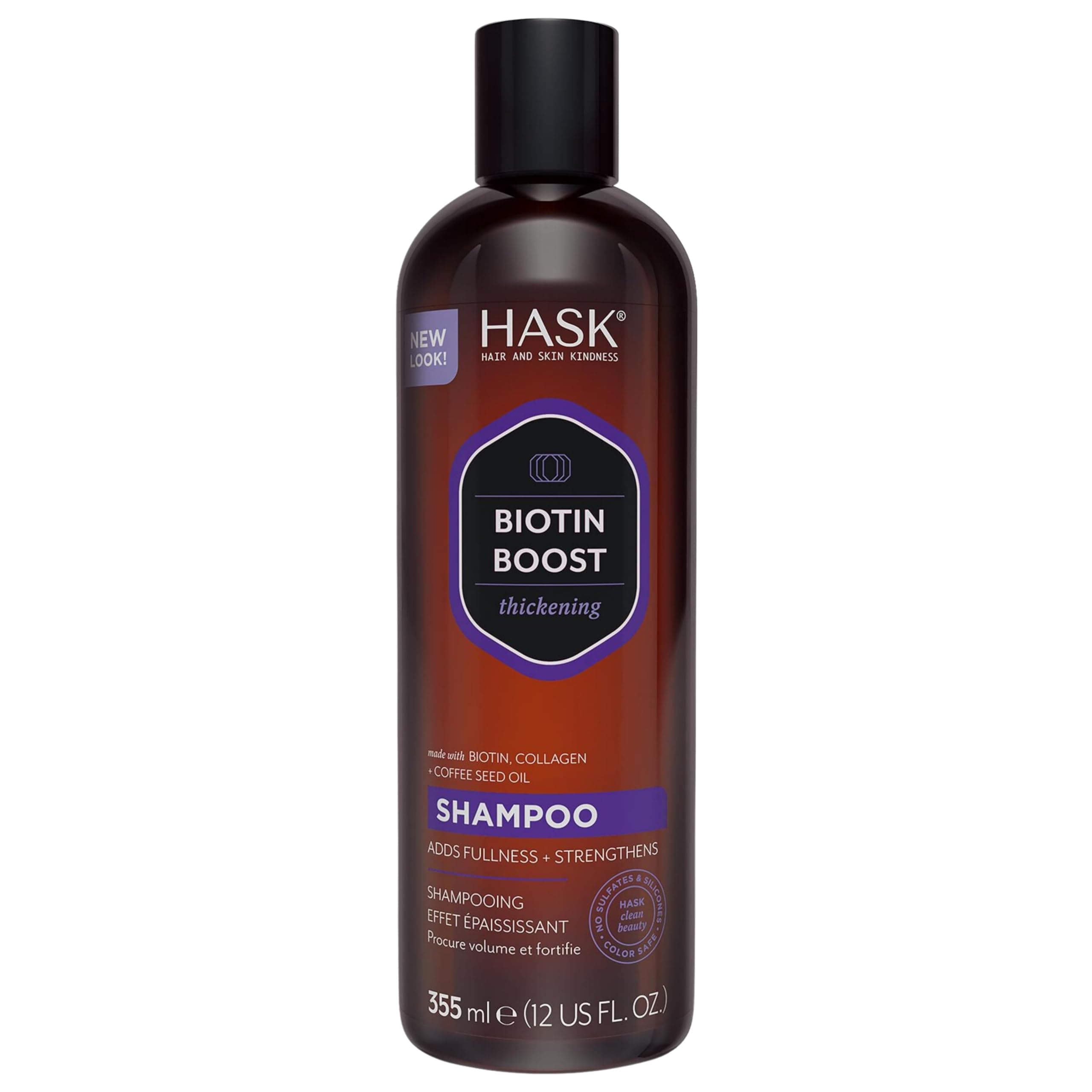 HASK Biotin Boost Shampoo, thickening for all hair types, colour safe, and cruelty-free - 1 355mL Bottle