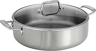 Tramontina Tri-Ply Clad Stainless Steel 6-Quart Braiser Pan with Glass Lid, Induction-Ready, Dishwasher-Safe, NSF-Certified