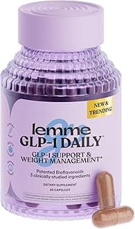 Lemme GLP-1 Daily Support, Clinically Studied Ingredients to Reduce Hunger & Cravings, Promote GLP-1 Production, Support Fat Loss and Weight Management, 1 Month Supply (60 Capsules)
