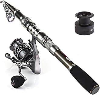 Sougayilang Spinning Fishing Rod and Spool Combos Portable Telescopic Fishing Rod Spinning Reels for Travel Saltwater Freshwater Fishing
