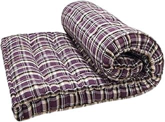 Deevine Craft 5-Inch Thick Soft Cotton Quilted Foldable Box Mattress - Medium Soft Gingham Plaid Checkered Design - Multicolor Cotton Bed Mattress (72x48x5 Inches or 4x6 ft)