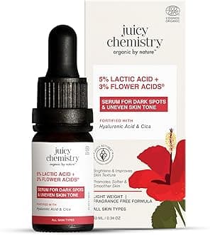 Juicy Chemistry Lactic Acid and Flower Acids Serum, 10 ml, Gentle Exfoliating Serum for Glowing Skin