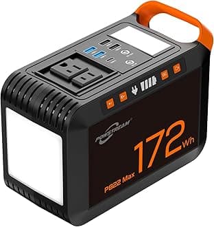 POWSTREAM-Portable-Power-Station-200W-Solar-Generator - 172Wh Camping Power Bank with AC Outlet 110V DC USB Small Generator Power Supply with LED Flashlight for Trip CPAP RV Travel Home Emergency