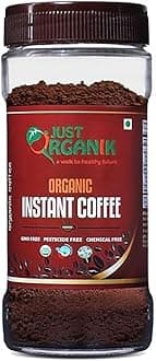 Just Organik - Premium 100 g Instant Coffee Powder | 100% Arabica Smooth Rich Aroma | Fast Brew Energy Boost