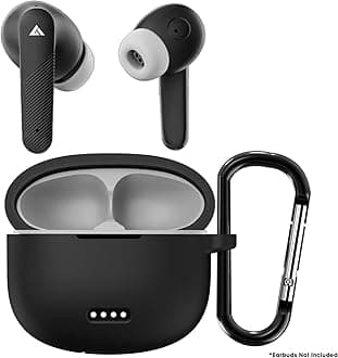 Sounce Earphone Case Cover Compatible for GOBOULT Z25, Soft Silicone Skin Case Cover Shock-Absorbing Protective Case with Keychain [Front LED Visible](Black)