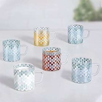 Classic Sintra 6 Pcs Tea n Coffee Borosillicate Glass 210 ml Mug Set | Microwave Safe | Scratch Resistance | Lightweight | for Chai, Green Tea, Milk, Transparent
