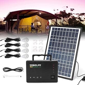 Solar Generator 18V 12W Power Station Portable Solar Power Inverter Generator with Solar Panel Emergency Generator with 4 Bulb for Outdoors Camping Travel Hunting Supply Energy